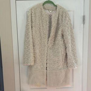 Eliza J Cream Faux Fur Jacket